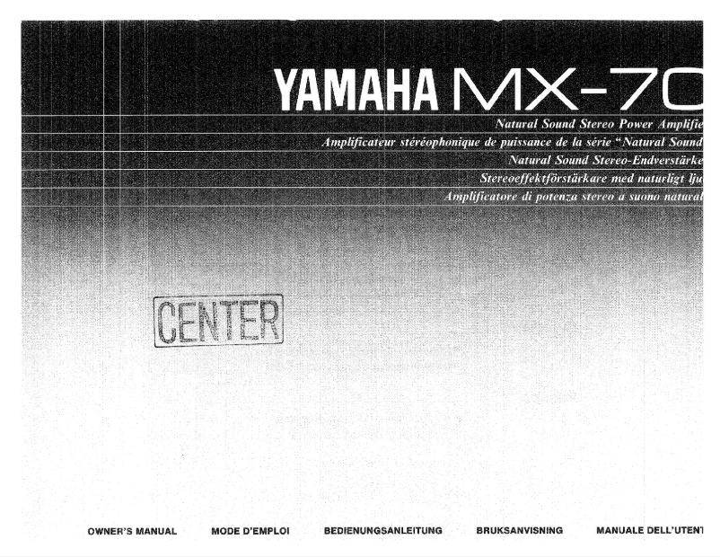Page n°1 - Manuel utilisateur Yamaha MX-70