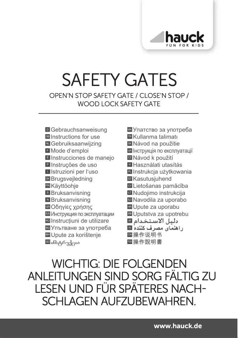 Page n°1 - Manuel utilisateur Hauck Close N Stop