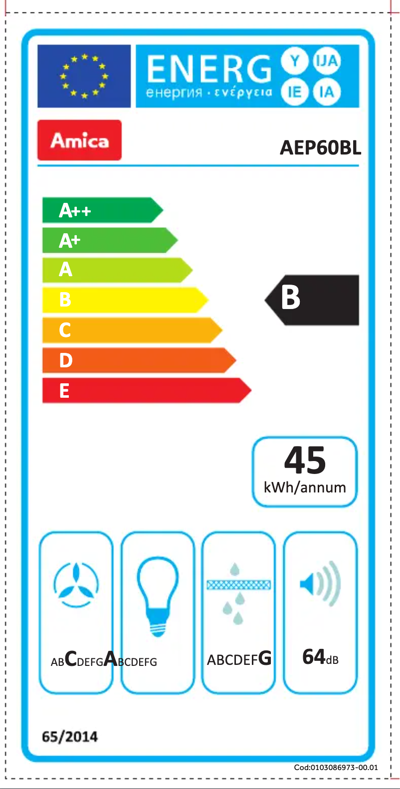 Page n°1 - Label énergétique Amica AEP60BL