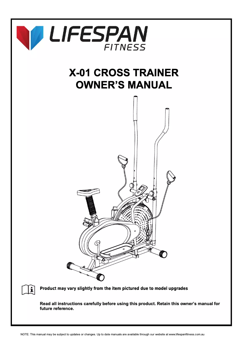 Page n°1 - Manuel utilisateur LifeSpan X-01