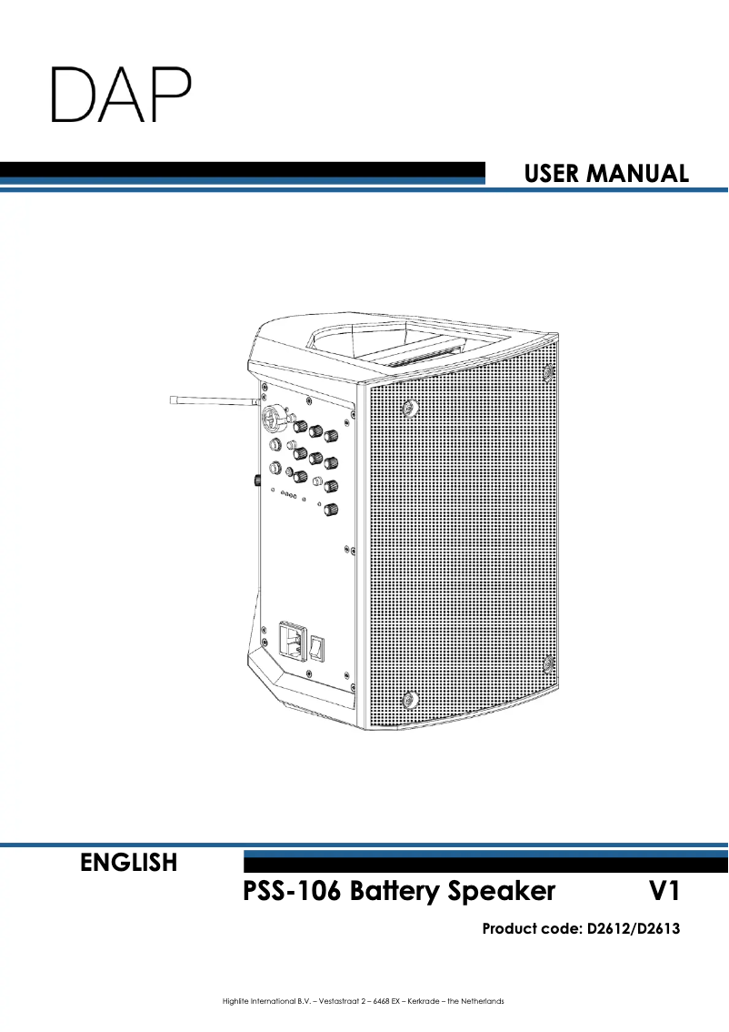 Page n°1 - Manuel utilisateur DAP-Audio PSS-106
