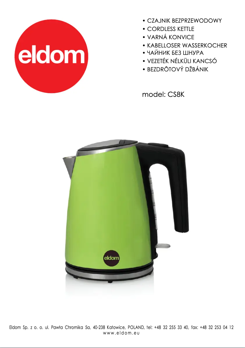 Page n°1 - Manuel utilisateur Eldom CS8K