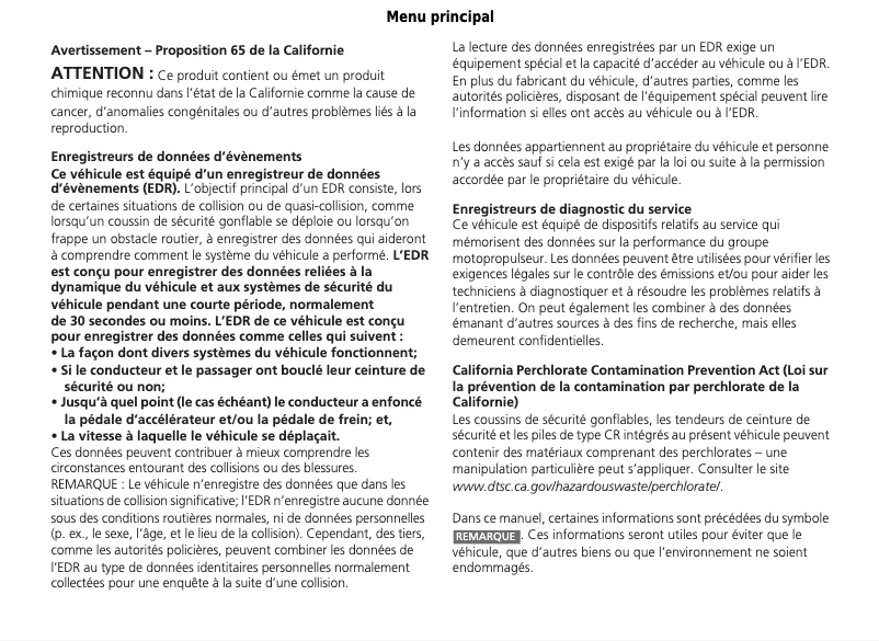 Image de la première page du manuel de l'appareil RDX (2015)