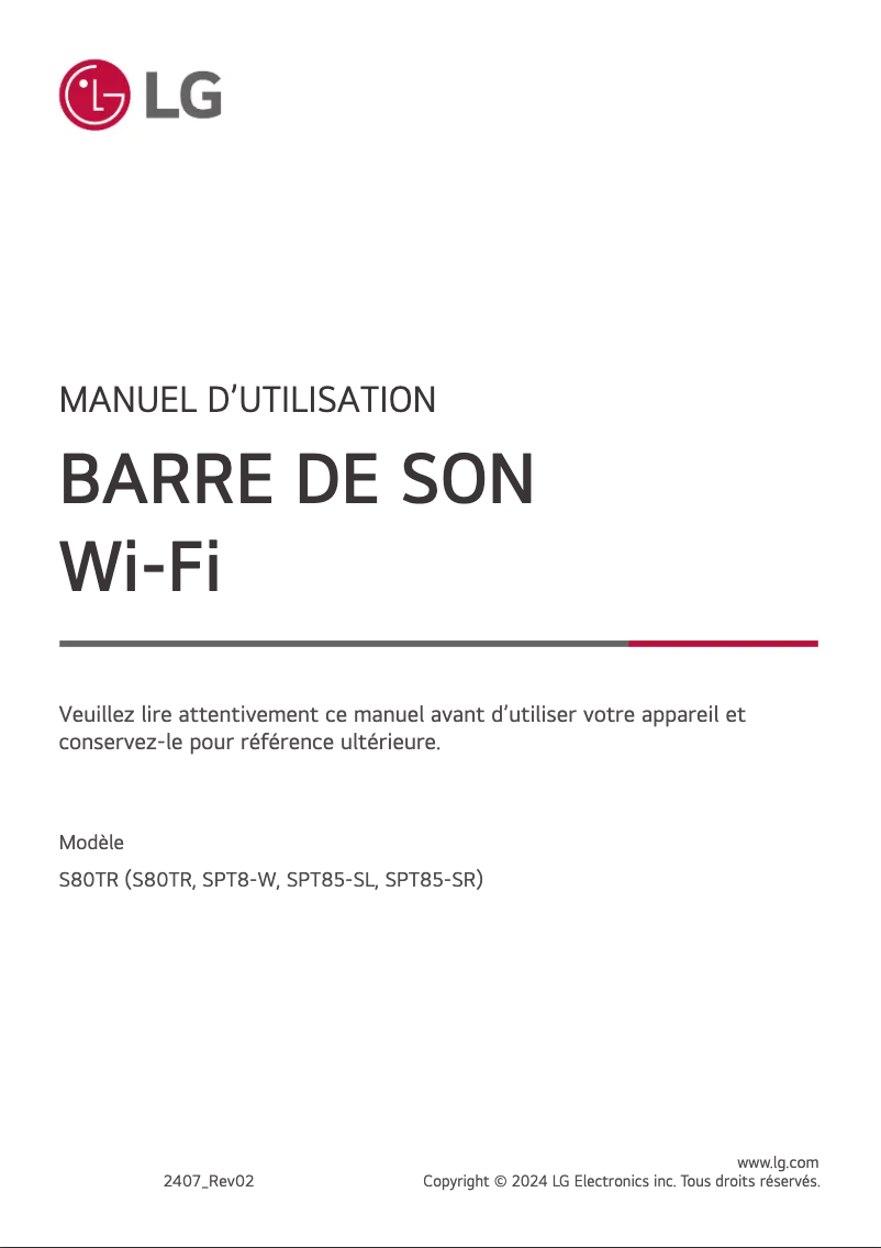 Page n°1 - Manuel utilisateur LG S80TR