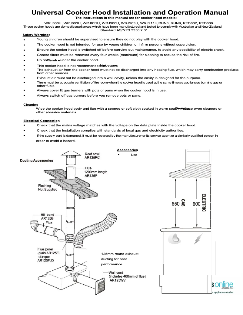 Image de la première page du manuel de l'appareil WRJ911US