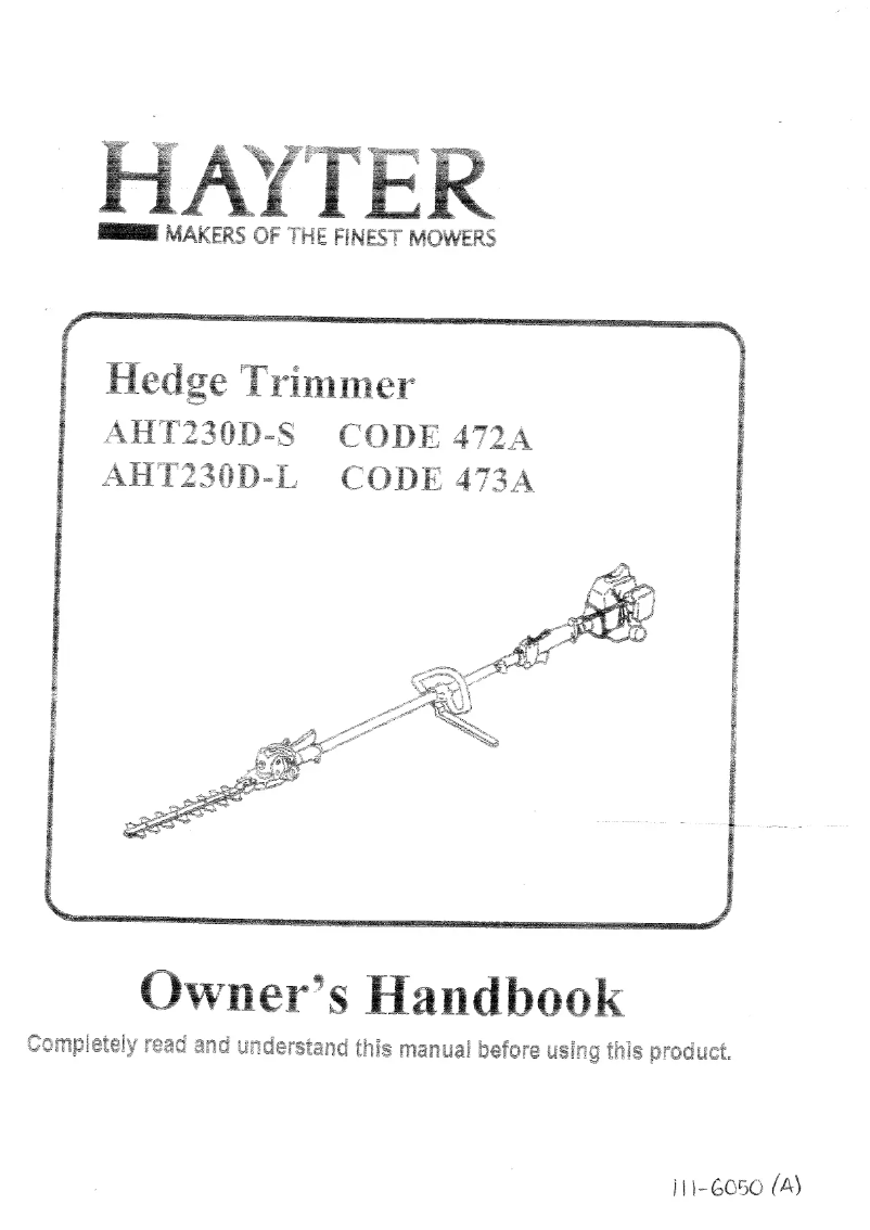 Page 1 de la notice Manuel utilisateur Hayter AHT230D-S