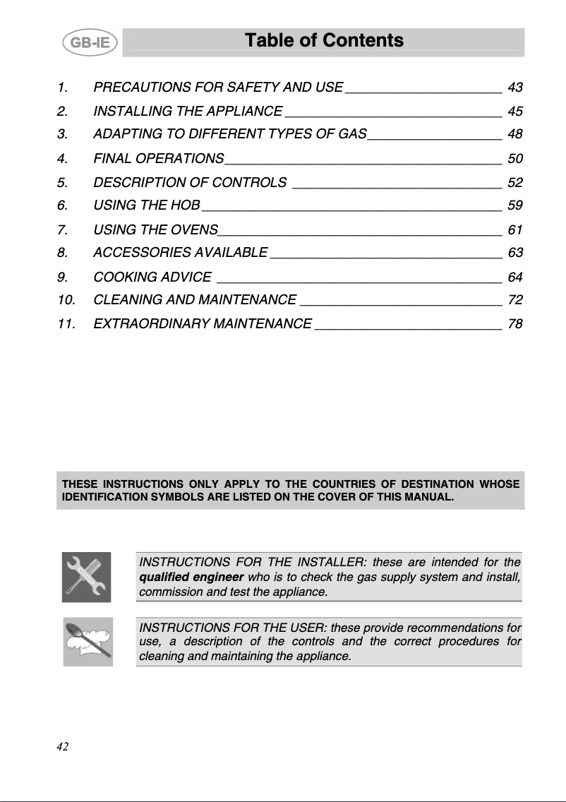Page 1 de la notice Manuel utilisateur Smeg A2PY-6