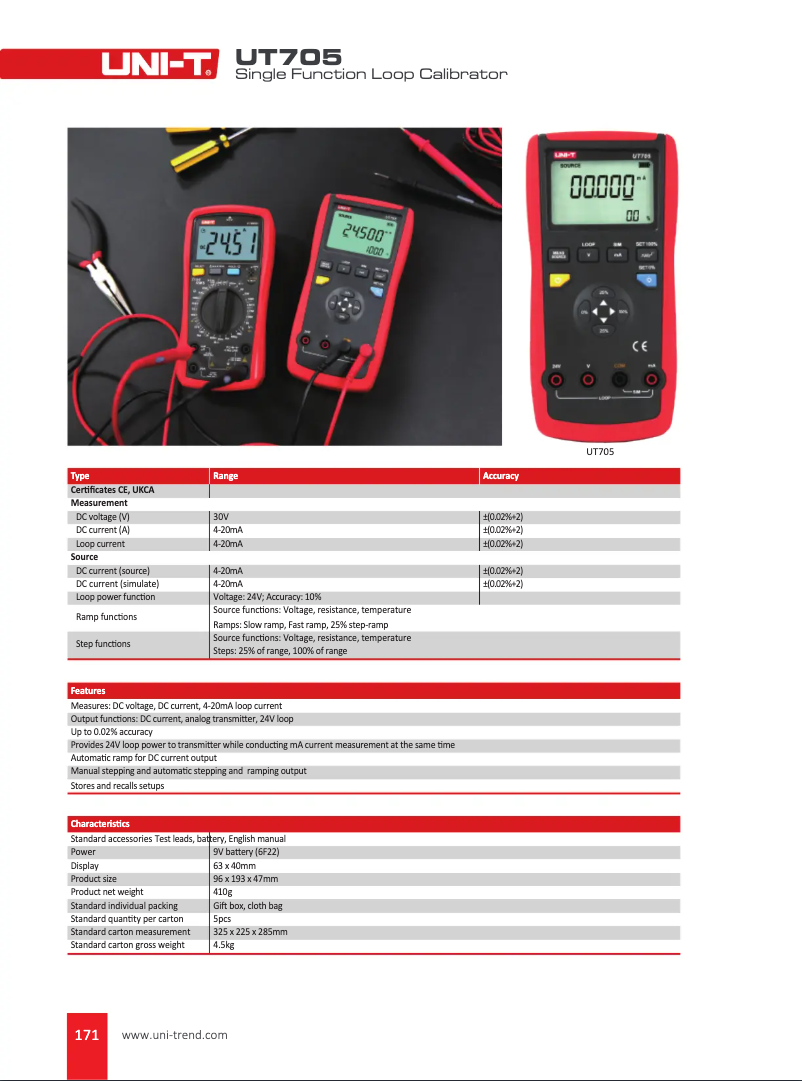 Page 1 de la notice Manuel utilisateur Uni-T UT705
