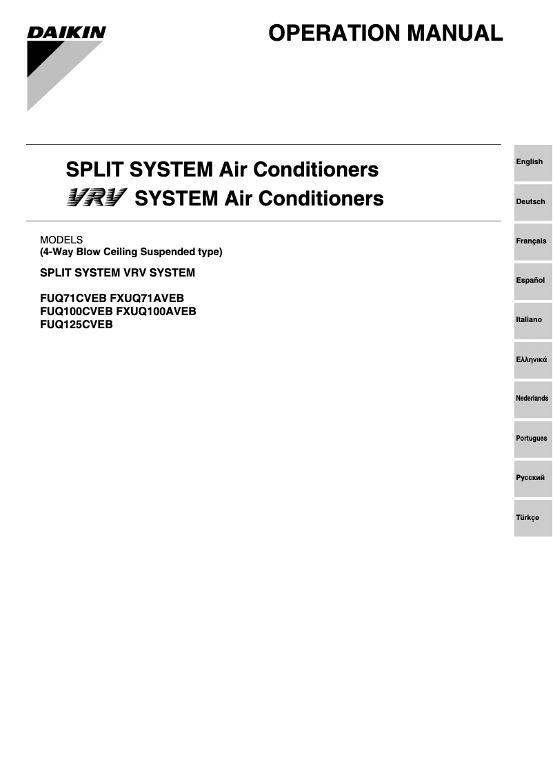 Page 1 de la notice Manuel utilisateur Daikin FUQ125CVEB