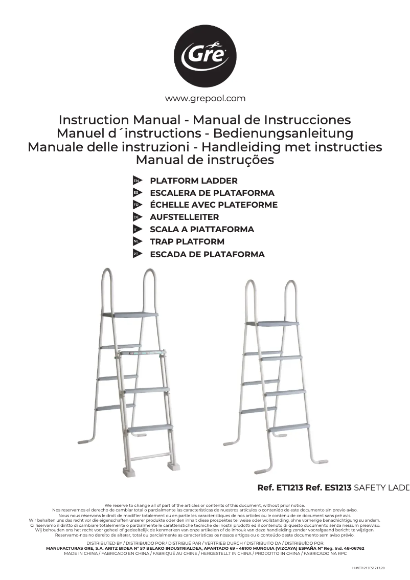 Page 1 de la notice Manuel utilisateur Gre ES1213