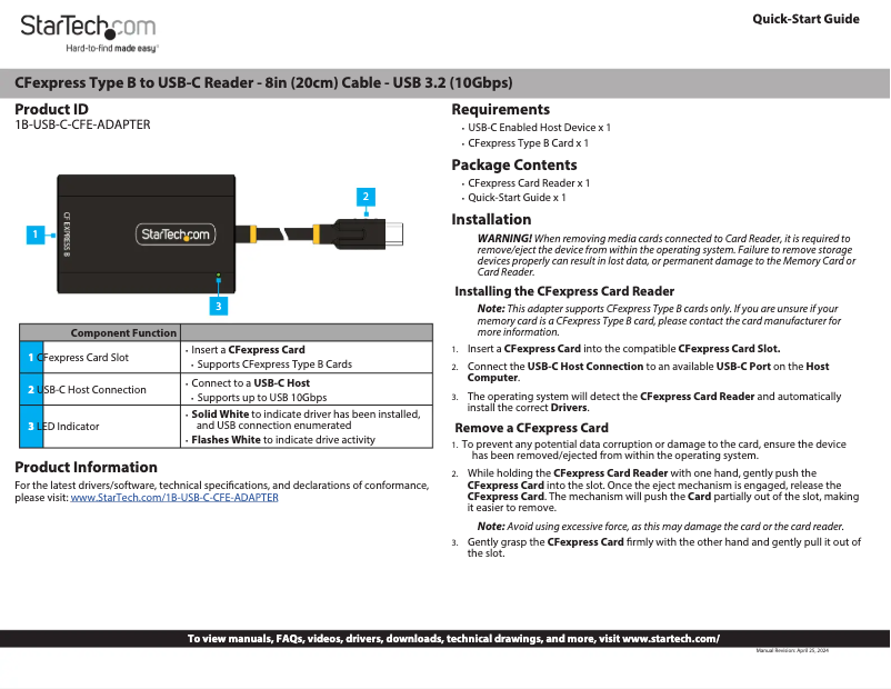 Image de la première page du manuel de l'appareil 1B-USB-C-CFE-ADAPTER