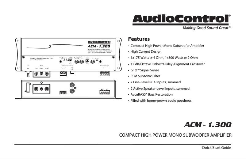 Page 1 de la notice Manuel utilisateur AudioControl ACM-1.300