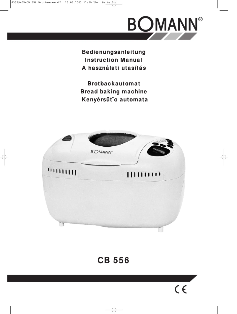Page 1 de la notice Manuel utilisateur Bomann CB 556