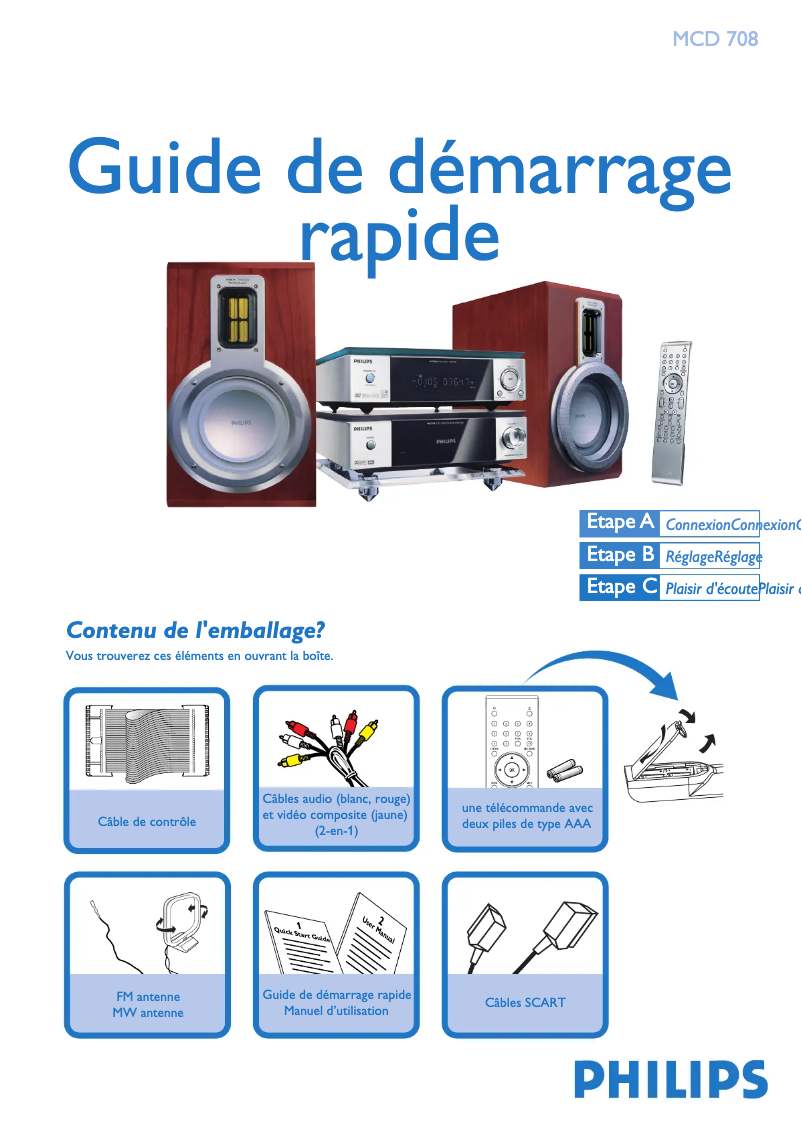 Page 1 of the manual Quick Start Guide Philips MCD708