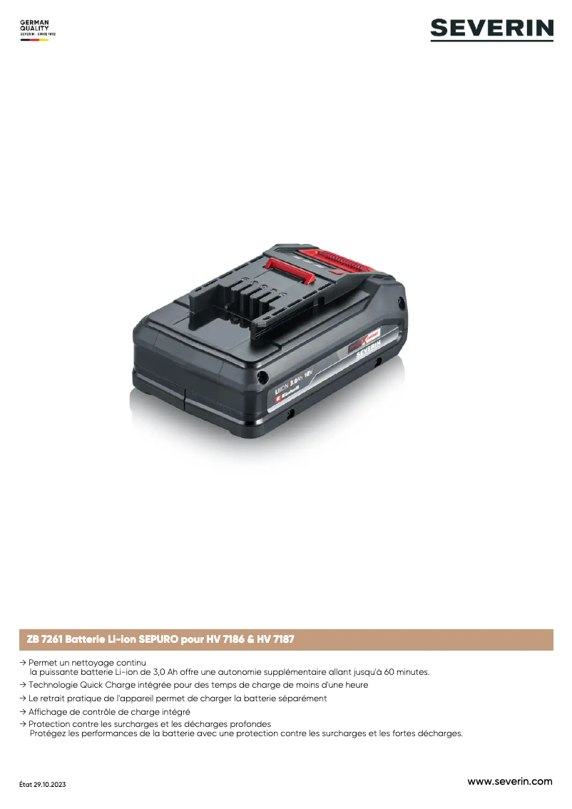 Image de la première page du manuel de l'appareil ZB 7261