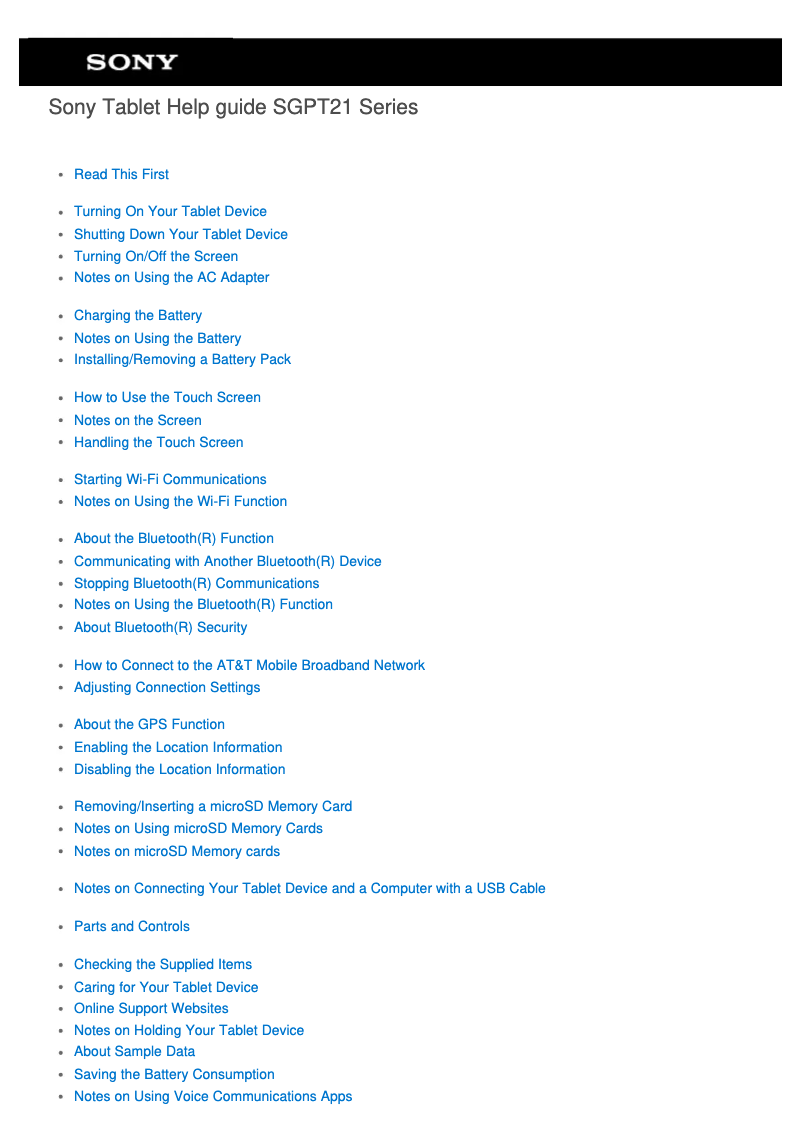 Página 1 del manual Manual de usuario Sony Tablet S SGPT21