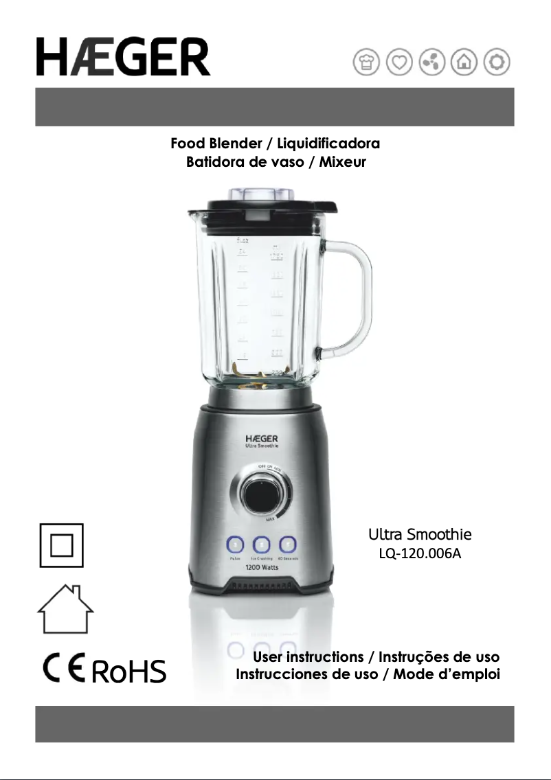 Page 1 de la notice Manuel utilisateur Haeger Ultra Smoothie LQ-120.006A