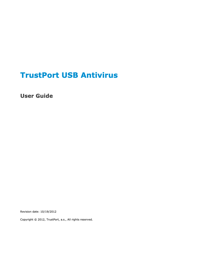 Page n°1 - Manuel utilisateur TrustPort USB Antivirus