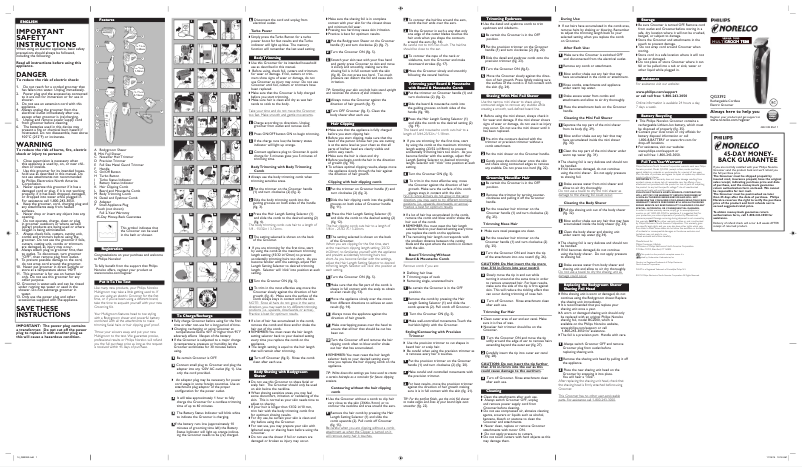 Page n°1 - Manuel utilisateur Philips Norelco Multigroom 7500 QG3392