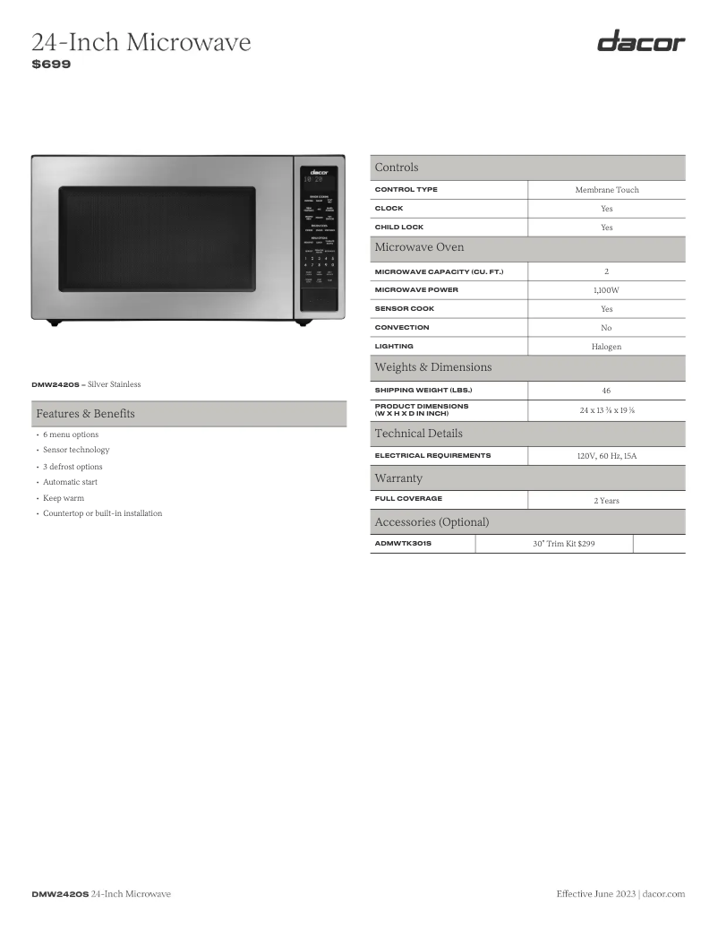 Image de la première page du manuel de l'appareil DMW2420S