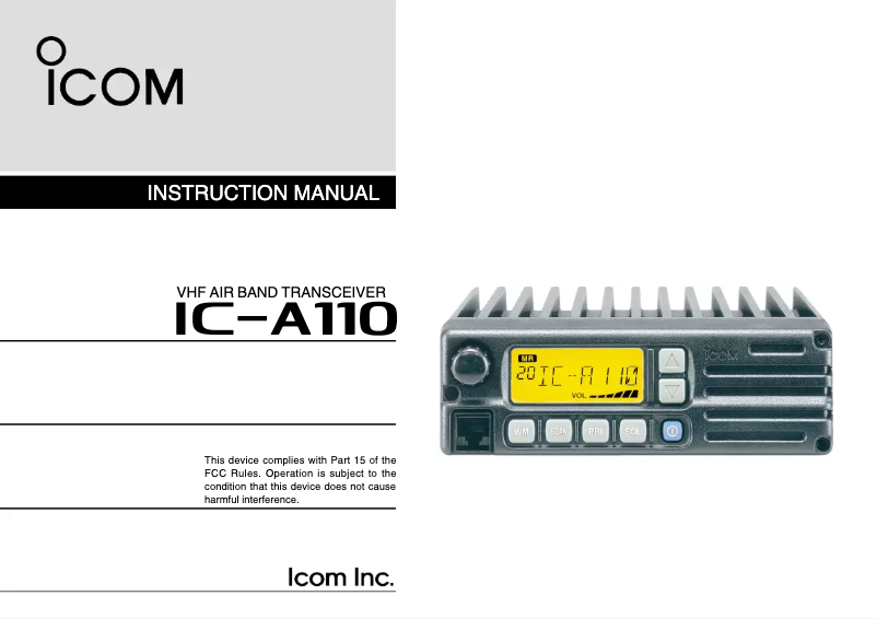 Page n°1 - Manuel utilisateur ICOM IC-A110