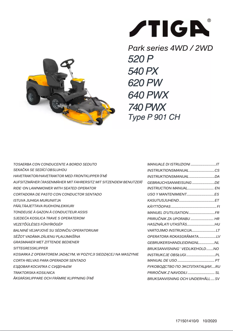 Page 1 de la notice Manuel utilisateur Stiga Park 540 PX