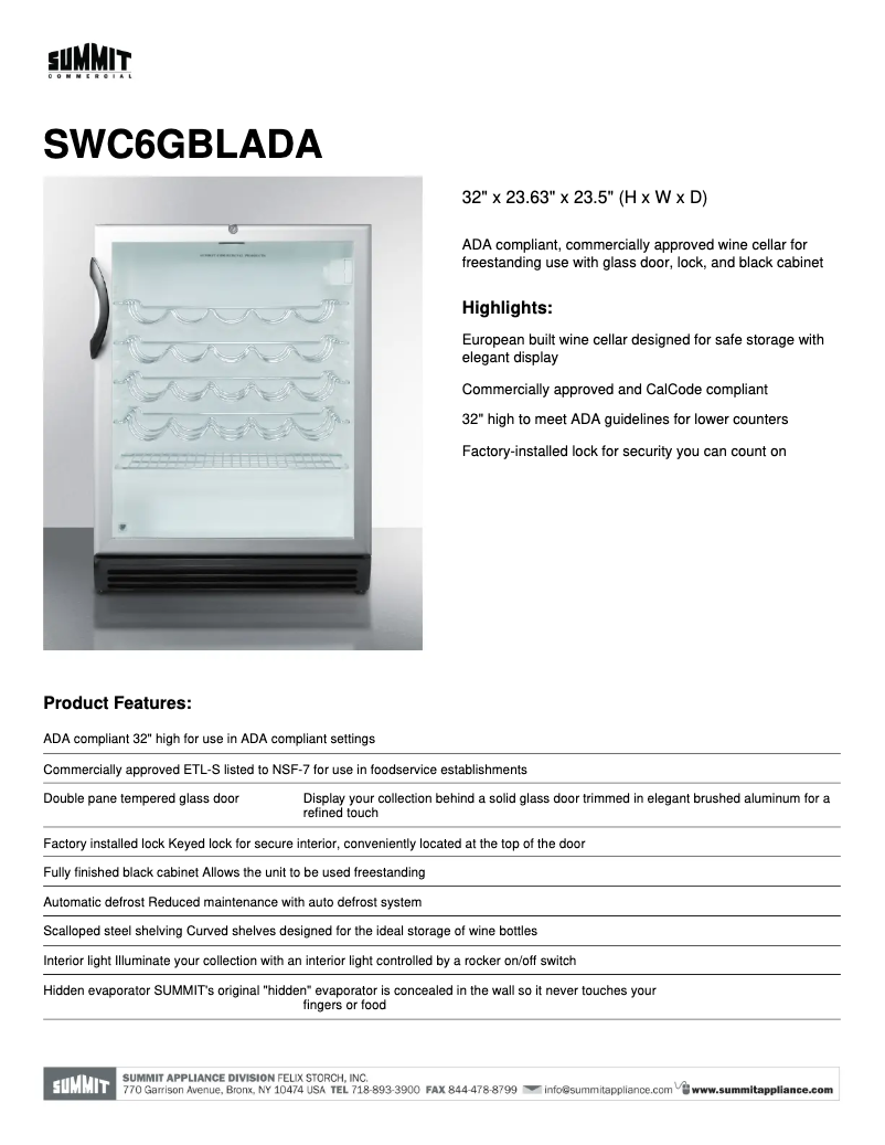 Página 1 del manual Manual de usuario Summit SWC6GBLADA