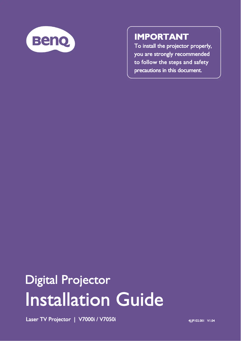 Page n°1 - Guide d'installation BenQ V7050i