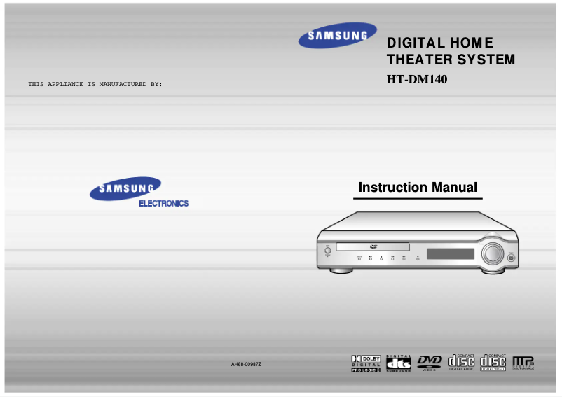 Page n°1 - Manuel utilisateur Samsung HT-DM140