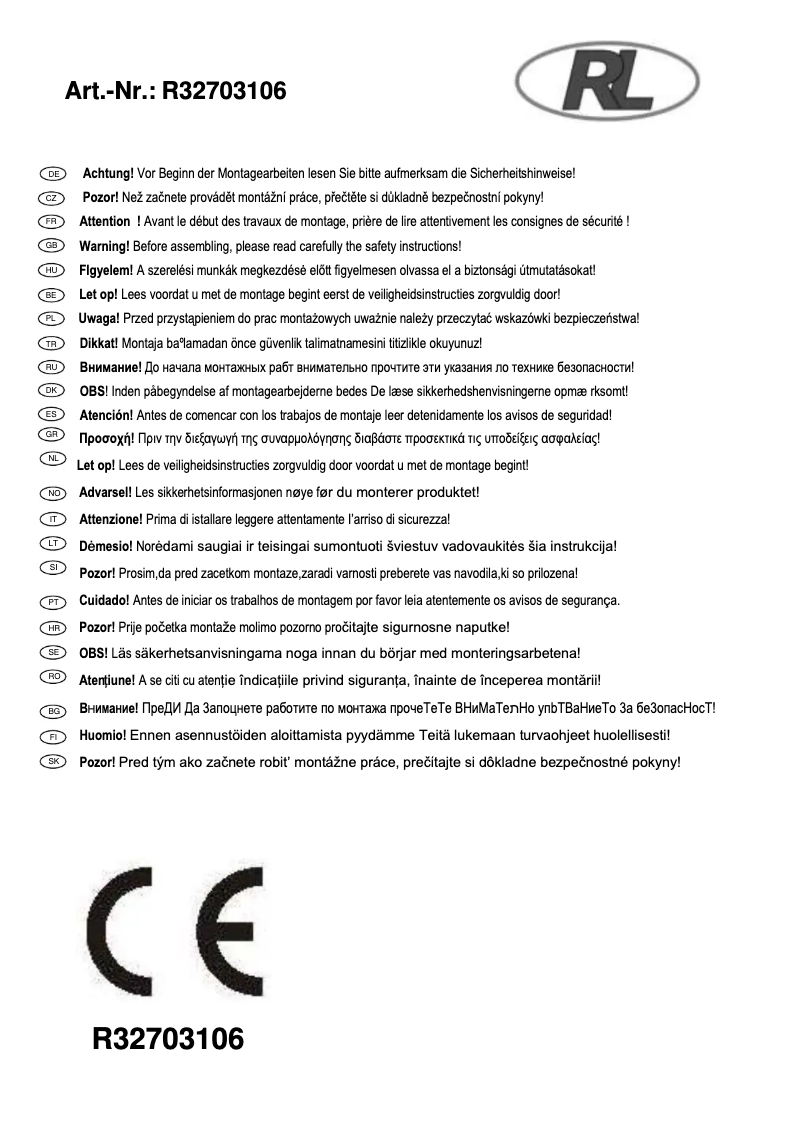Page 1 de la notice Manuel utilisateur Trio Lighting Prater