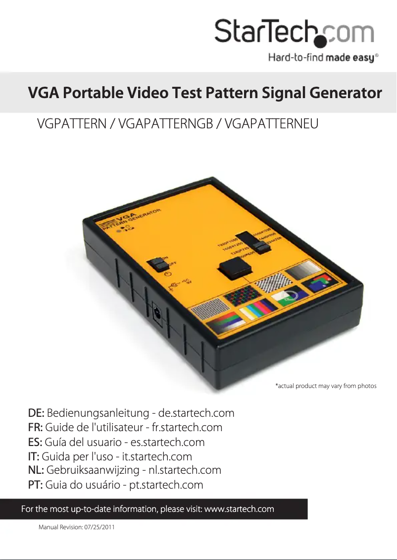 Page 1 de la notice Manuel utilisateur StarTech.com VGAPATTERN
