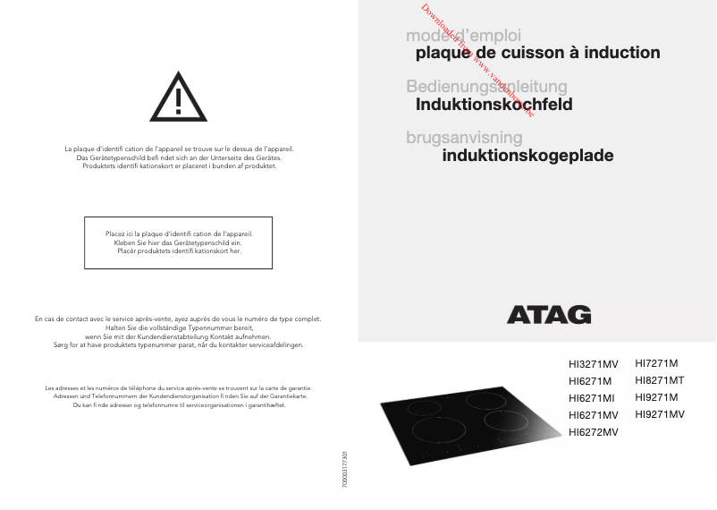 Page 1 de la notice Manuel utilisateur Atag Hi8271MT