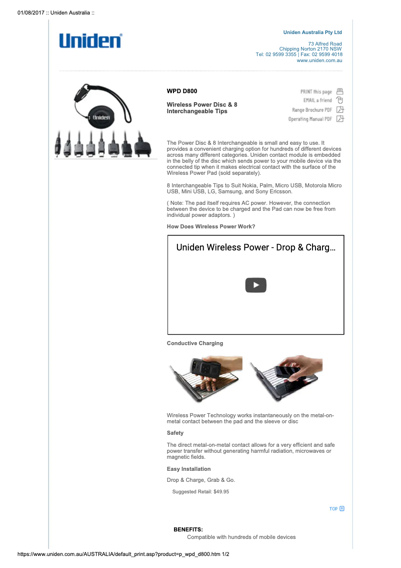 Image de la première page du manuel de l'appareil WPD D800