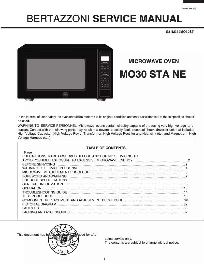 Image de la première page du manuel de l'appareil MO30STANE