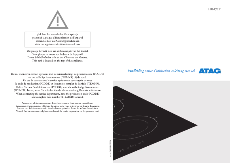 Page n°1 - Manuel utilisateur Atag HI6171T
