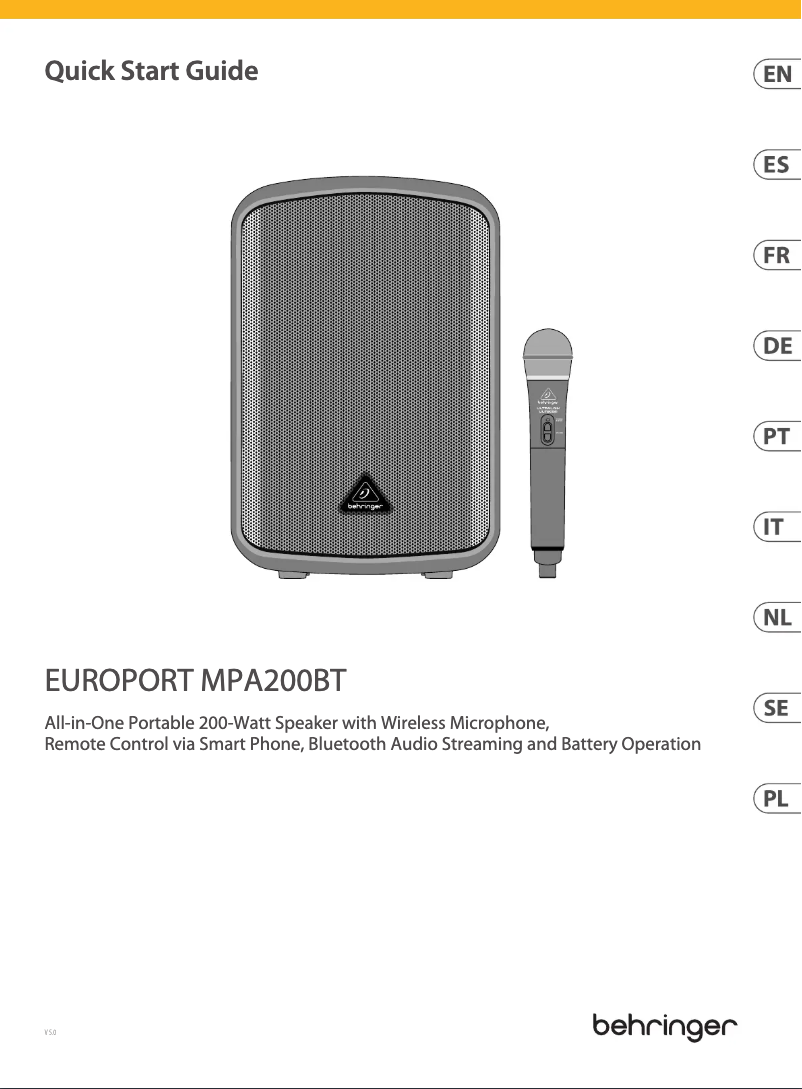 Image de la première page du manuel de l'appareil Europort MPA200BT