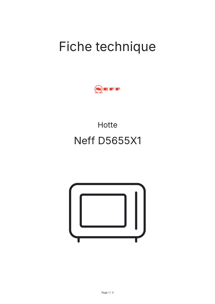 Page n°1 - Fiche technique Neff D5655X1