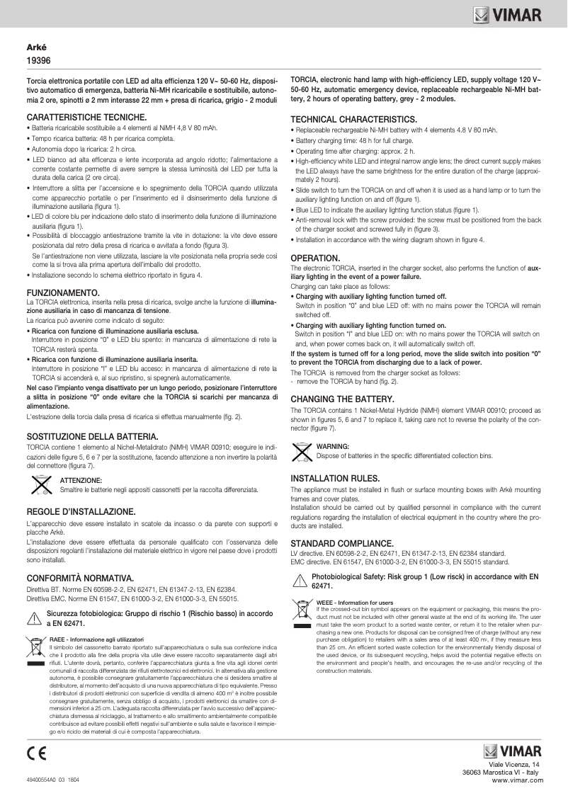 Página 1 del manual Manual de usuario Vimar 19396.M