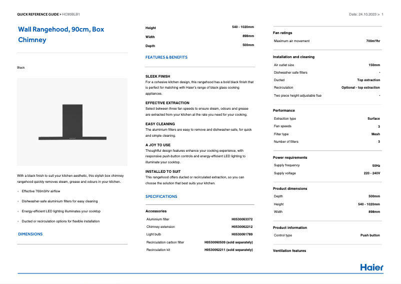 Página 1 del manual Manual de usuario Haier HC90BLB1