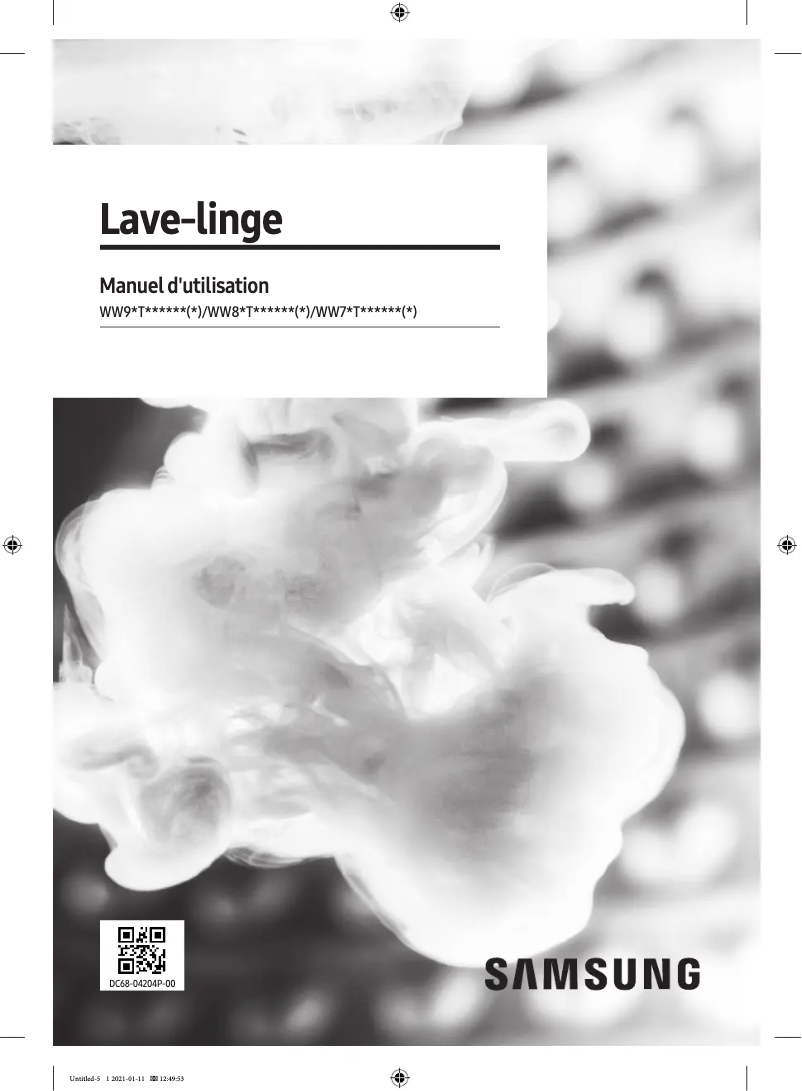Page 1 de la notice Manuel utilisateur Samsung WW70T554DAN1