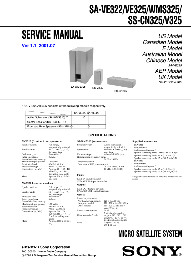 Página 1 del manual Manual de usuario Sony SA-WMS325