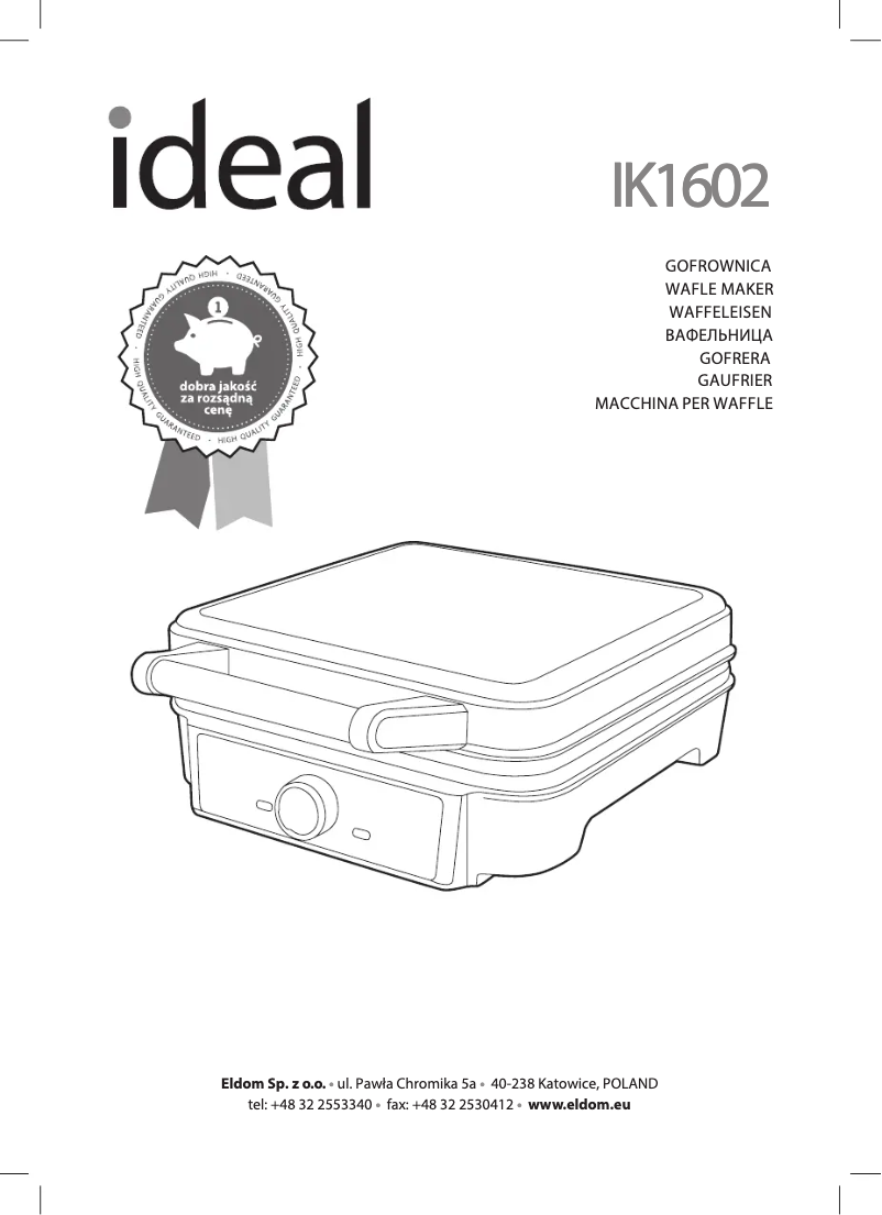 Page n°1 - Manuel utilisateur Eldom IDEAL IK1602