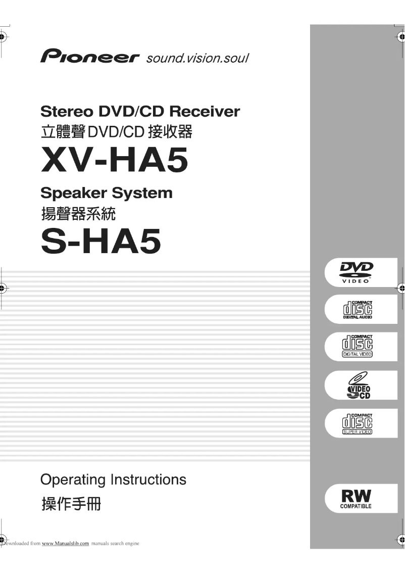Page 1 de la notice Manuel utilisateur Pioneer XV-HA5