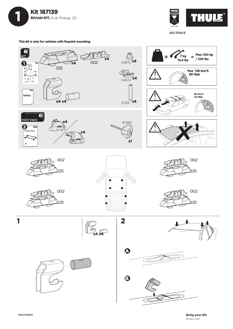 Page n°1 - Manuel utilisateur Thule Kit 187139