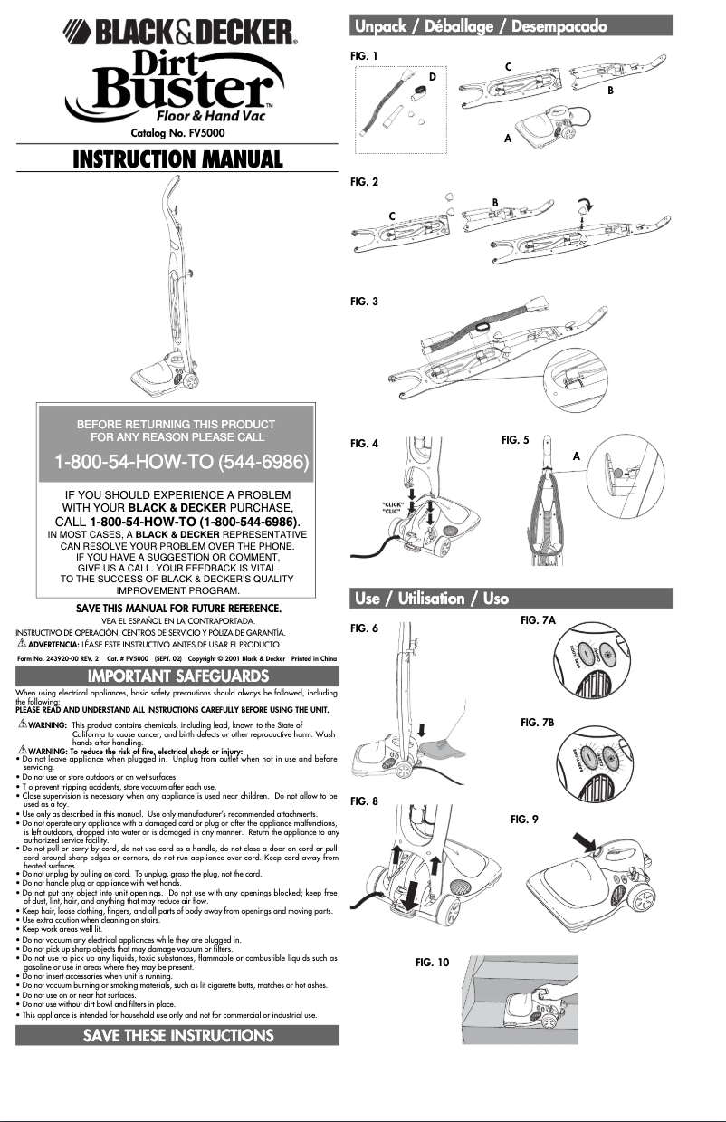 Página 1 del manual Manual de usuario Black & Decker FV5000