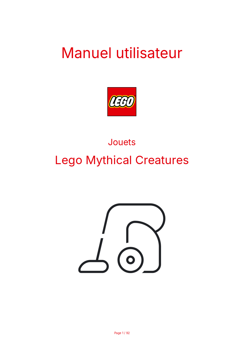 Page n°1 - Manuel utilisateur Lego Mythical Creatures