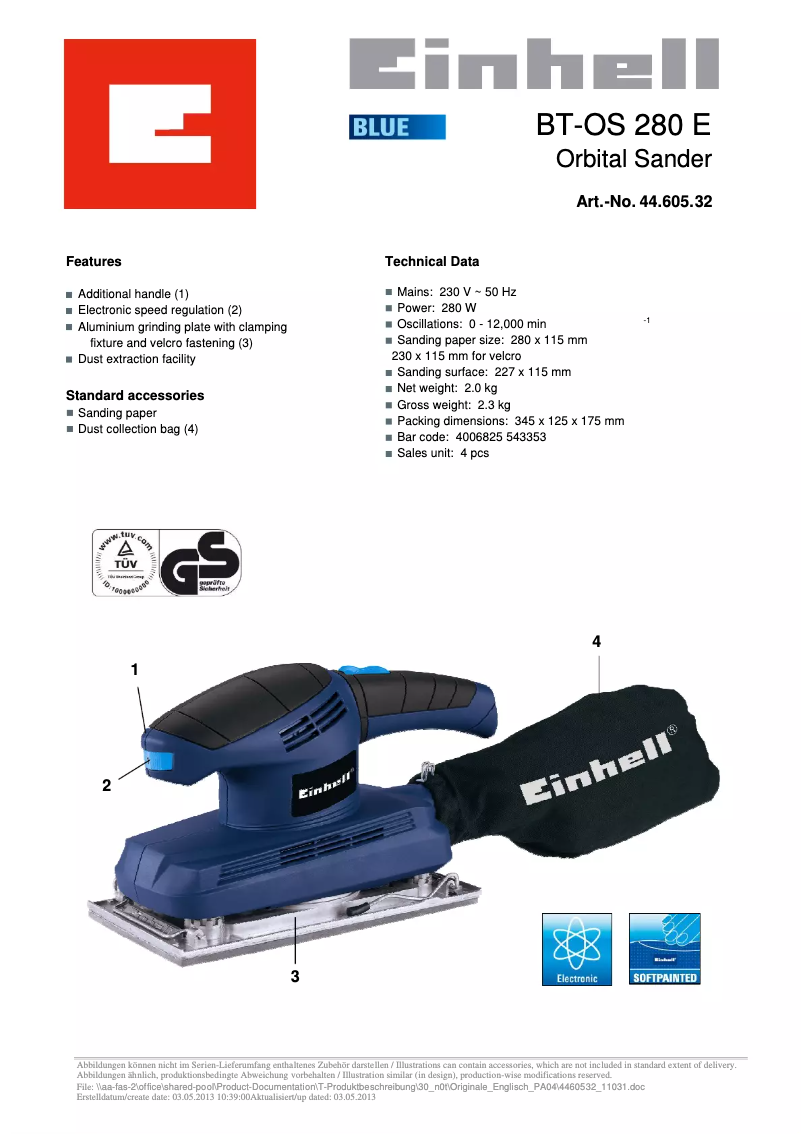 Image de la première page du manuel de l'appareil BT-OS 280 E