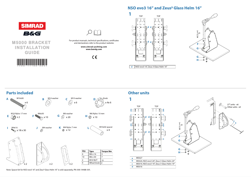 Page n°1 - Guide d'installation Simrad M5000