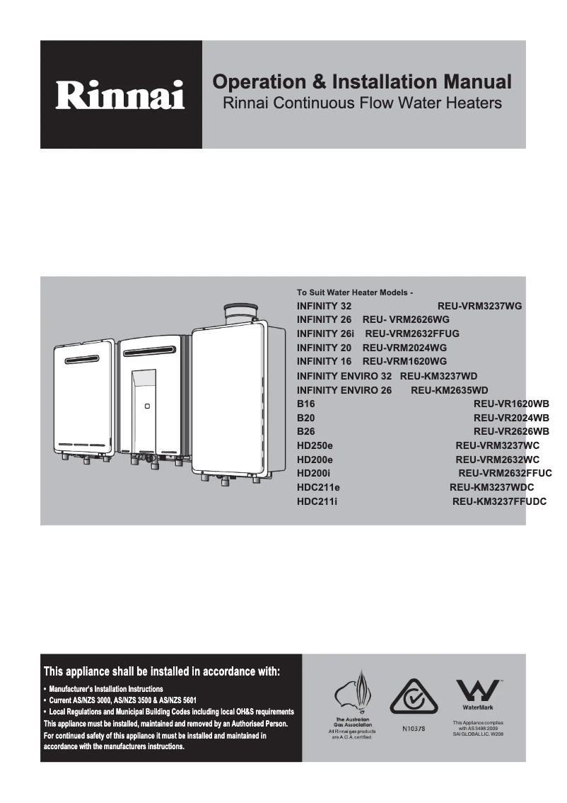 Page 1 de la notice Instructions / montage Rinnai Infinity 20