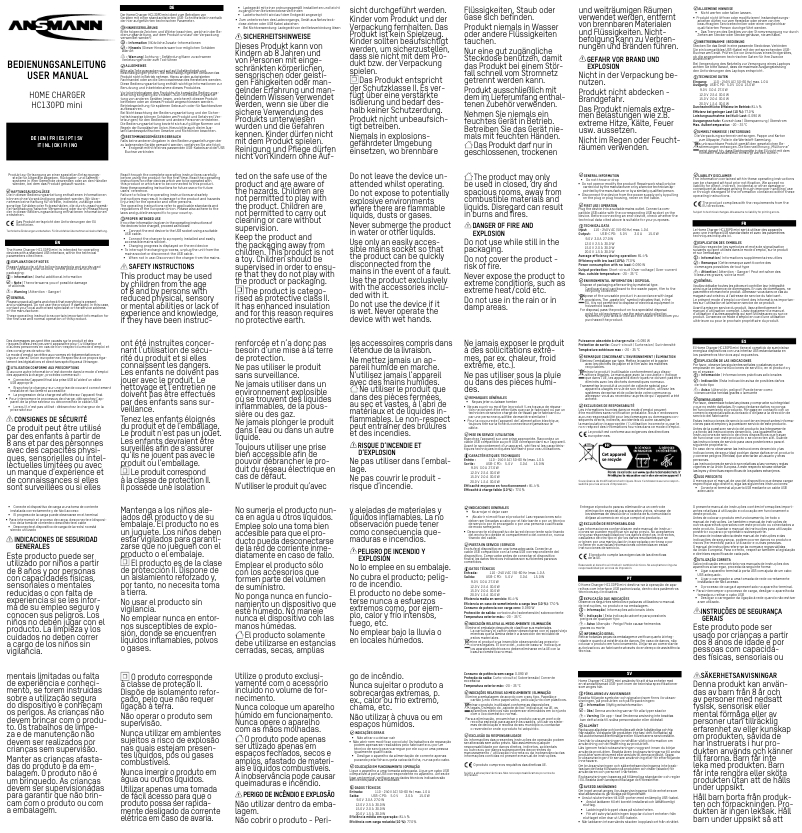 Page 1 de la notice Manuel utilisateur Ansmann HC130PD mini